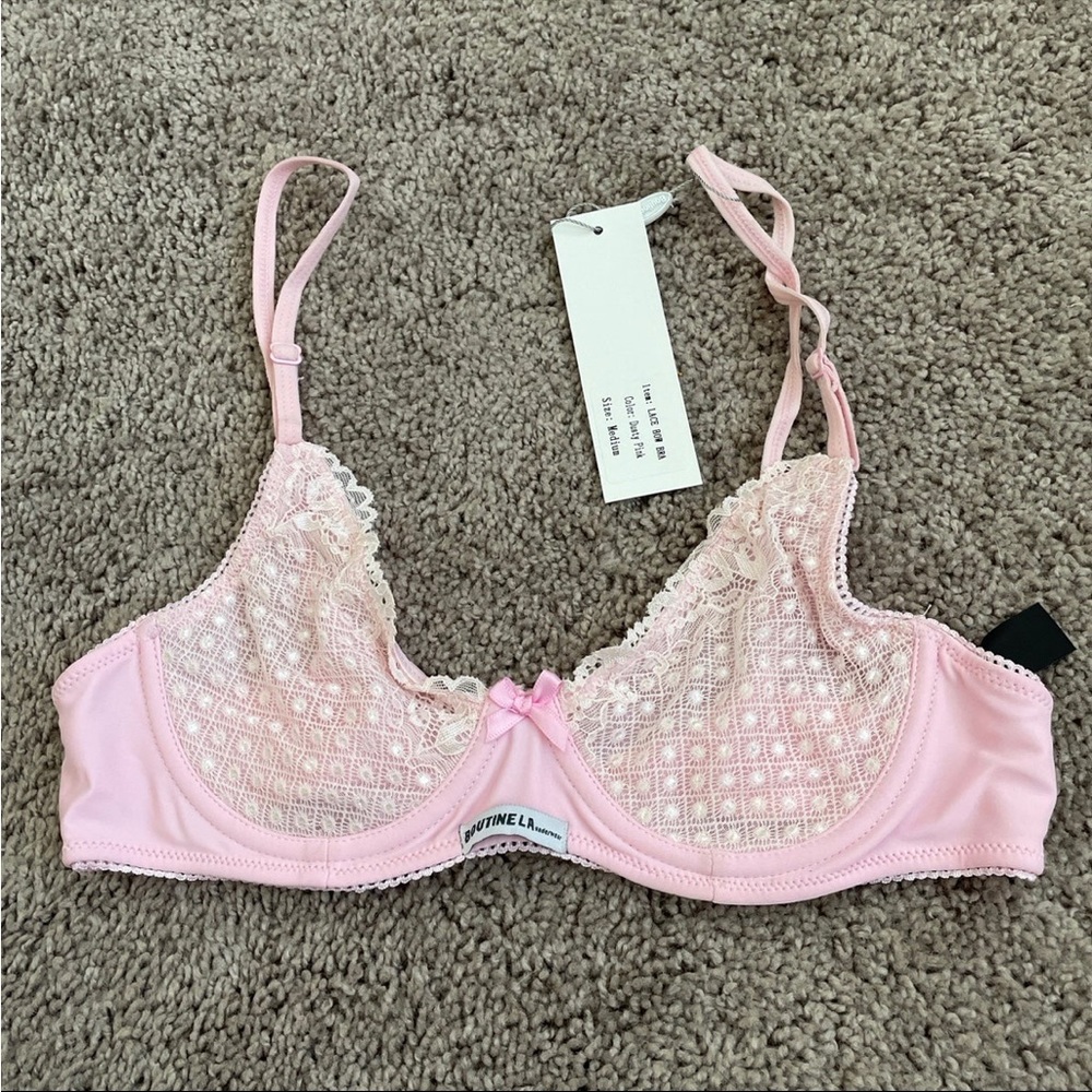 BoutineLA Lace bow bra dusty pink